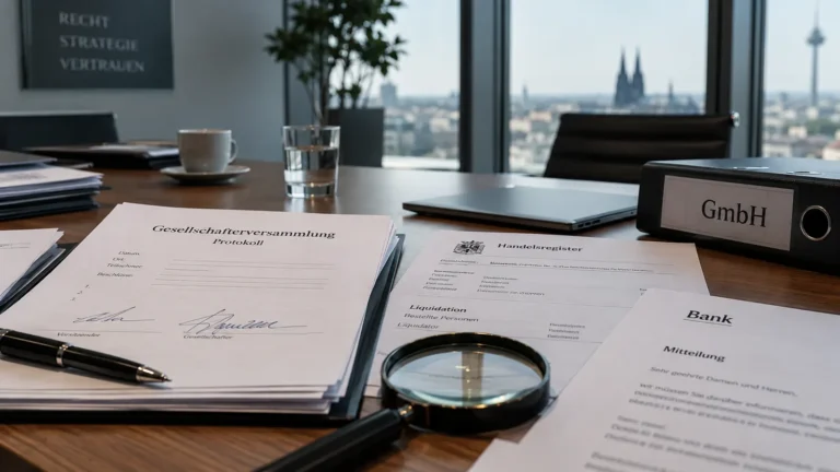 Gefälschter Gesellschafterbeschluss einer GmbH mit Handelsregisterauszug und Beschlussprotokoll